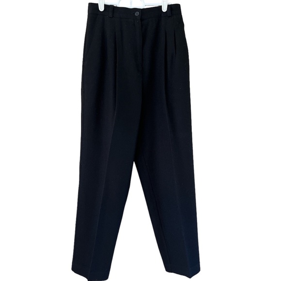 Vintage Radcliffe petites wool pants size 10 dry clean black pleated classic - Picture 1 of 15